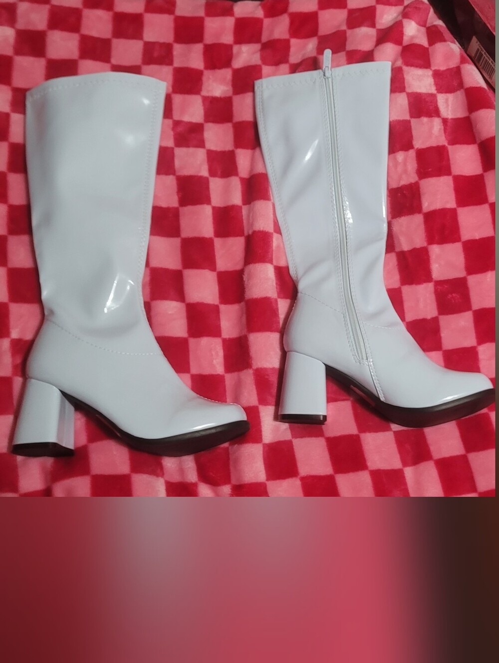 NEW White Mid-Calf Block Gogo Heel Boots - Women's Fashion Boot